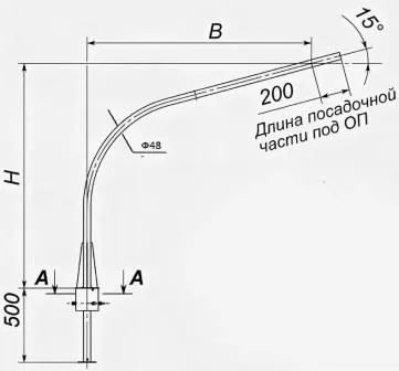 Кронштейн радиусный однорожковый 1К1(15°)-2,0-2,5-О3-Тр.48 Кронштейн радиусный однорожковый 1К1(15°)-2,0-2,5-О3-Тр.48